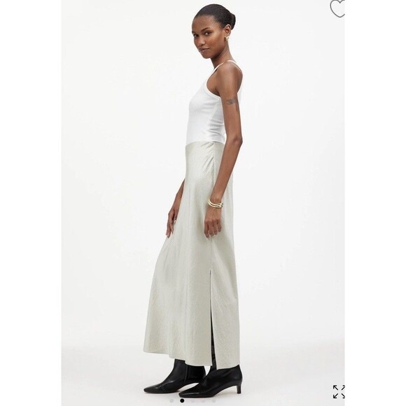 Madewell Satin Maxi Slip Skirt 12 Ivory Pull On A-line Glam Chic Mermaid Fairy - Picture 1 of 9